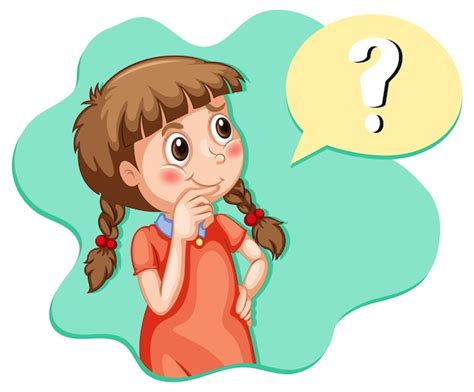 Free Vector | A girl thinking with question mark in callouts