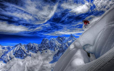 Download Caption: A Breathtaking View of Snow Mountain Skiing Wallpaper ...