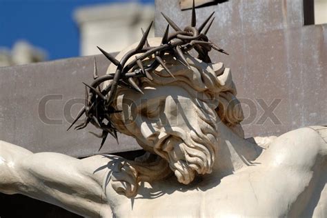 Statue of Jesus Christ at cross in ... | Stock image | Colourbox