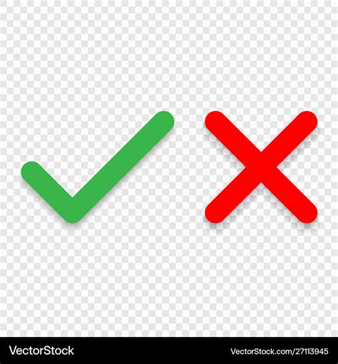 Green Check Mark Red Cross Mark Icon Isolated Tick Symbols Checklist ...