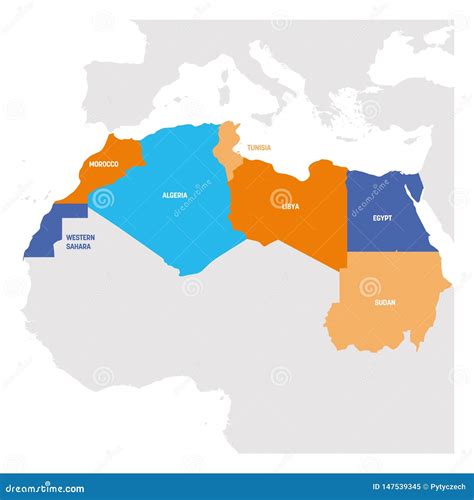 North Africa Region. Map of Countries in Northern Africa Stock Vector ...