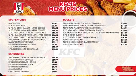 KFC Menu Prices on Buckets, Sandwiches & More (2024)