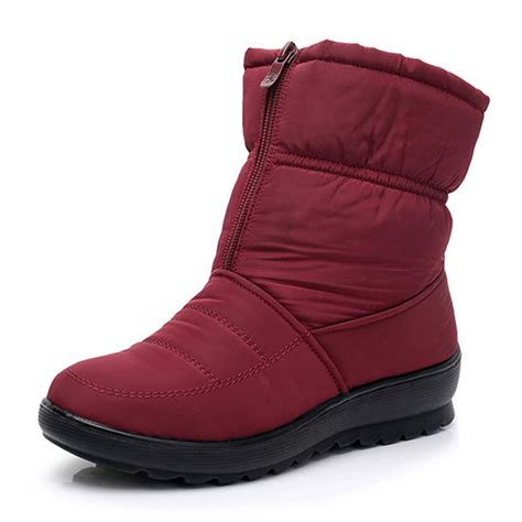 Women Winter Shoes Waterproof Zipper Snow Mid Calf Boots | Alexnld.com