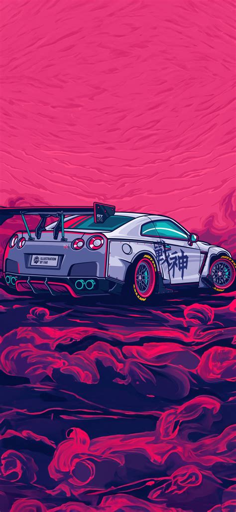 1242x2688 Nissan Gtr Illustration Iphone XS MAX HD 4k Wallpapers ...