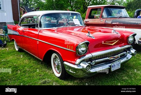 1957 Cheverolet Chevy Old vintage cars at antique car exhibition in ...