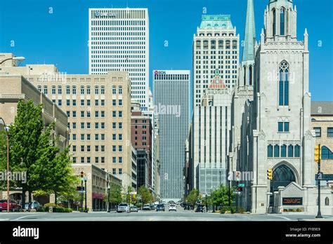 Downtown Tulsa, Oklahoma street view with skyline Stock Photo - Alamy