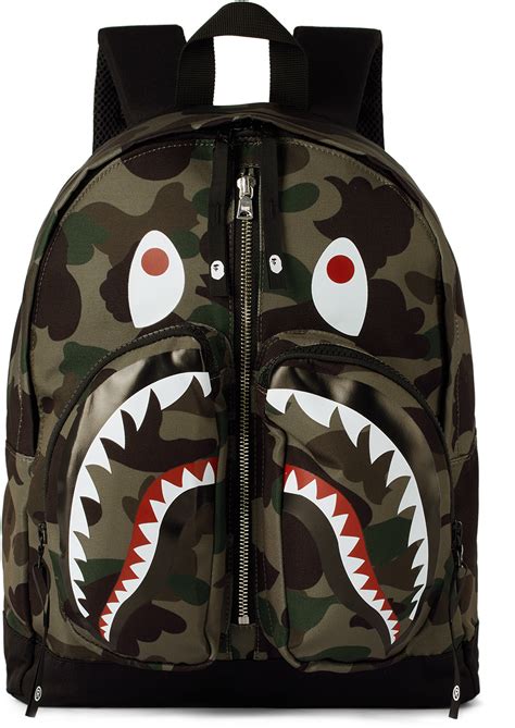 Kids Green 1st Camo Boa Shark Backpack by BAPE | SSENSE UK