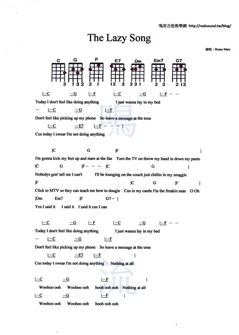 Chord Gitar Lagu Bruno Mars Lazy Song | Kord Gitar Indonesia