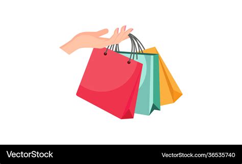 Shopping bag logo hand holding a bag Royalty Free Vector