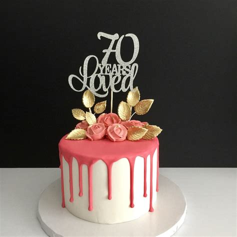 70 Years Loved Cake Topper 70th Birthday Cake Topper Happy | Etsy