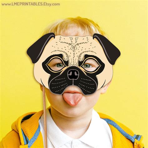 Pug Dog Mask Printable Costume Fawn Carlin Mops Dutch Bulldog Mastiff ...