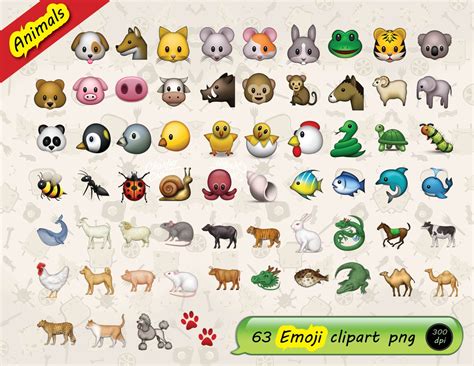 Emoji Animals Clipart Emotions Clip Art Instant Download - Etsy