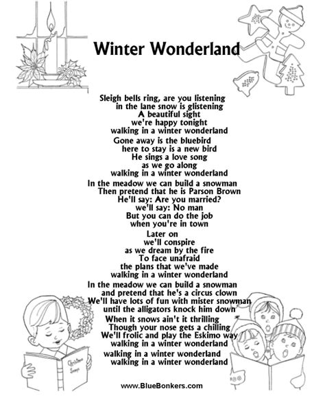 Bible Printables - Christmas Songs and Christmas Carol Lyrics - WINTER ...