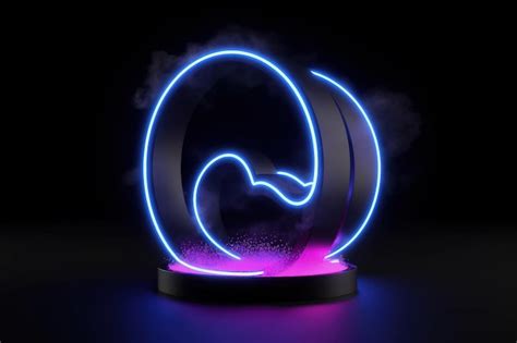 Premium AI Image | A neon light with a blue circle in the middle that ...