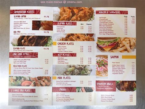 Menu at L&L Hawaiian Barbecue, Campbell