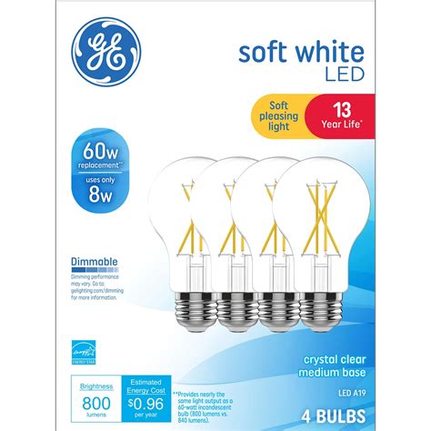 4-Pack GE LED Dimmable 60W-Equivalent Light Bulbs (Soft White) $4.99 ...