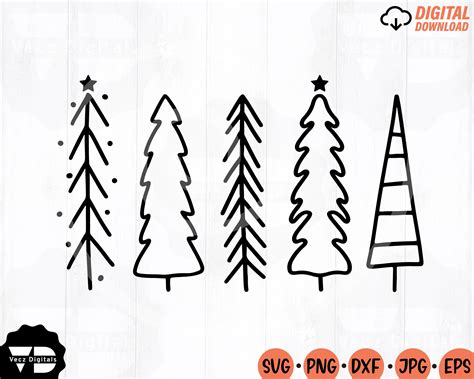 Christmas Tree Outline SVG Bundle Christmas Tree Tall Clip | Etsy