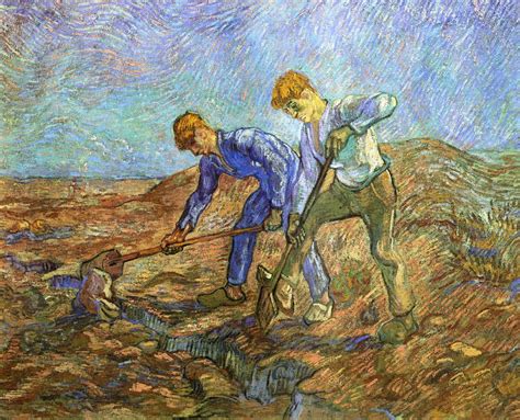 Two Peasants Diging (after Millet), 1889 - Vincent van Gogh - WikiArt.org