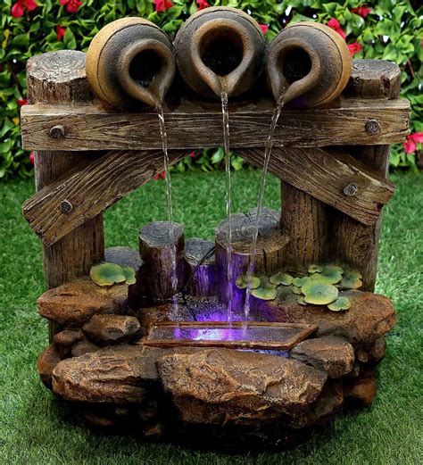 Buy 3 Pots Grey Sand Stone Indoor Water Fountain by Urbancart Online ...