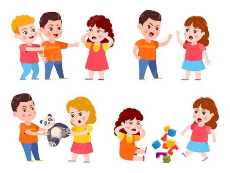 Kids Bad Behavior Kid Fight, Rivalry, Cartoon, Making PNG and Vector ...