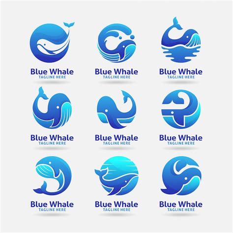 Premium Vector | Collection of blue whale logo design