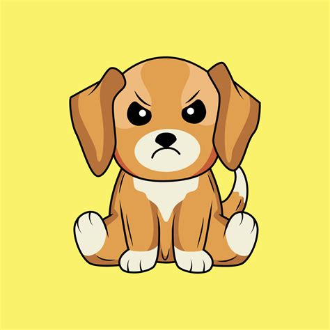 Cute angry Dog Cartoon Sticker vector Illustration 22795474 Vector Art ...