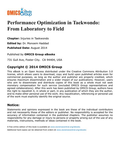 (PDF) Injuries in Taekwondo