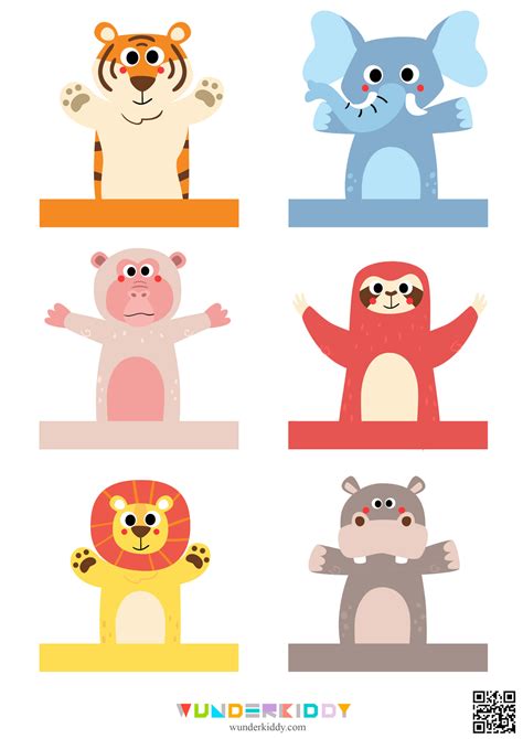 Printable Paper Finger Puppet Templates - Animals