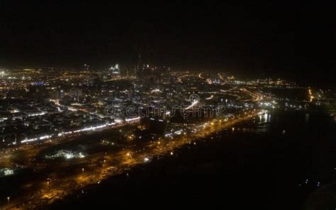 Aerial Night View of Dubai City United Arab Emirates Stock Photo ...