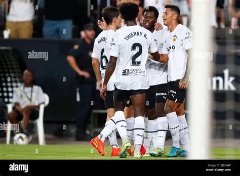 Goal of Valencia CF players Stock Photo - Alamy