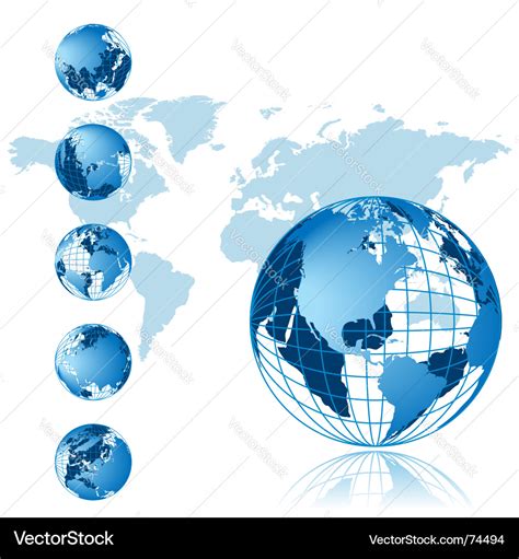 World map 3d globe series Royalty Free Vector Image