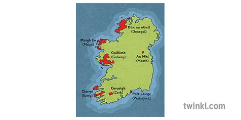 Gaeltacht Areas Map Ireland Illustration - Twinkl