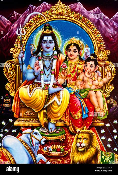 Shiva Family Hindu Gods Stock Photo: 6426823 - Alamy