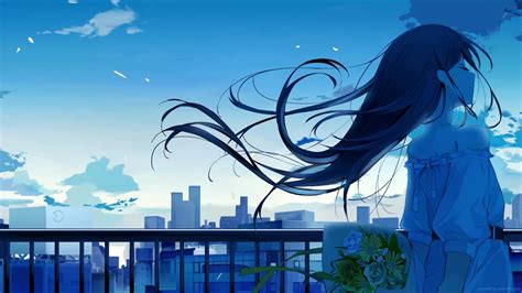 Anime Girl Blue Sky Live Wallpaper - MoeWalls