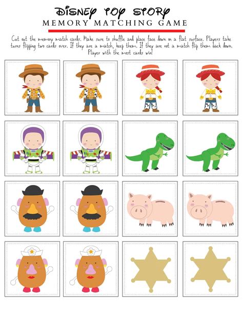 Free Toy Story Memory Game Printable Inspired By Pixar - Hispana Global