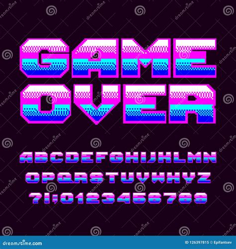 Game Over Alphabet Font. Pixel Letters and Numbers Stock Vector ...