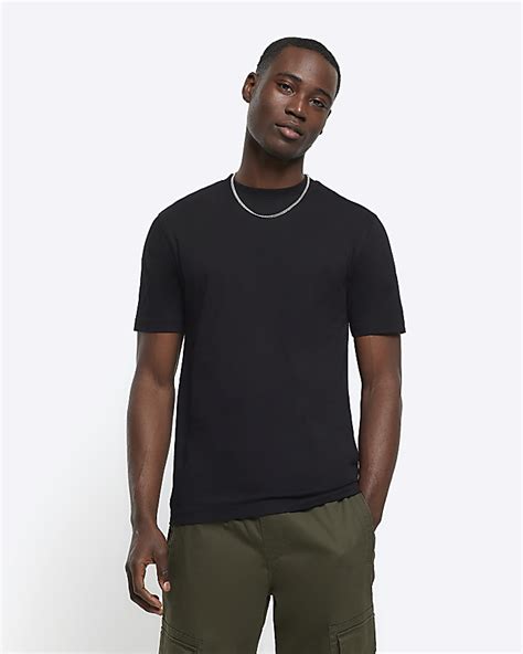 Black slim fit t-shirt | River Island