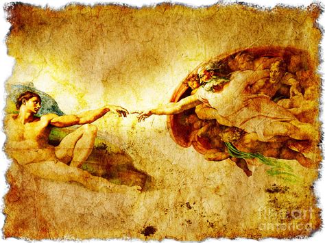 Vintage Art - The Creation Of Adam Painting by Stefano Senise