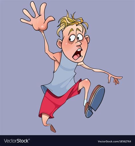 Scared Man Running Cartoon