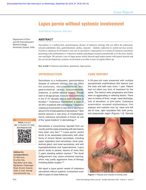 (PDF) Lupus pernio without systemic involvement