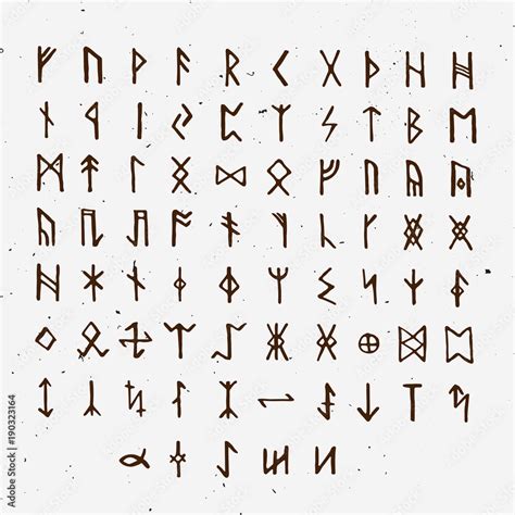 Set of Old Norse Scandinavian runes. Runic alphabet, futhark. Ancient ...