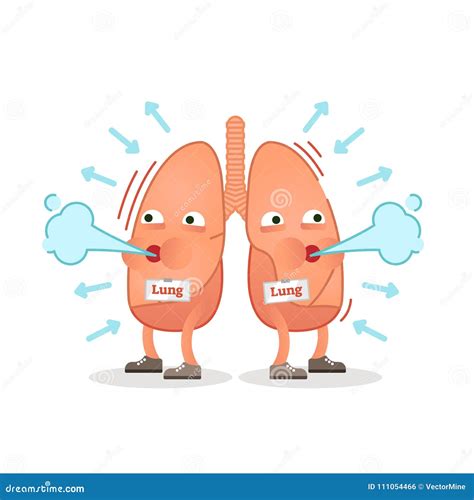 Breathing Lungs Character Vector Illustration, Conceptual Respiration ...