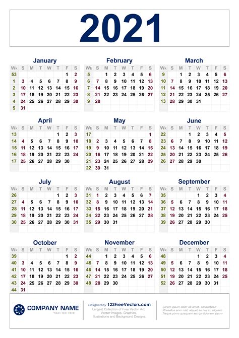 Free Printable 2021 Yearly Calendar With Week Numbers 21ytw159 - Riset