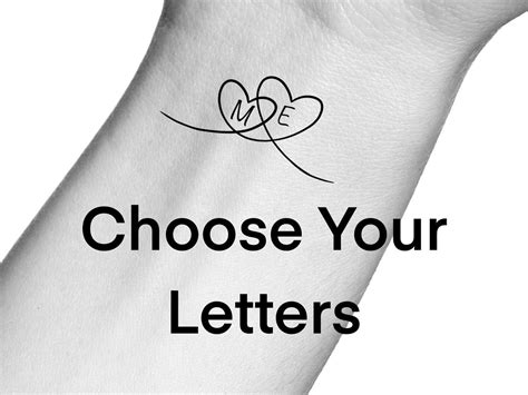 Custom Heart Initials Temporary Tattoo / Custom Heart Letters Tattoo - Etsy