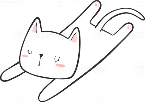 Cute Kitty Cat Laying Down Cartoon Element 9973932 PNG