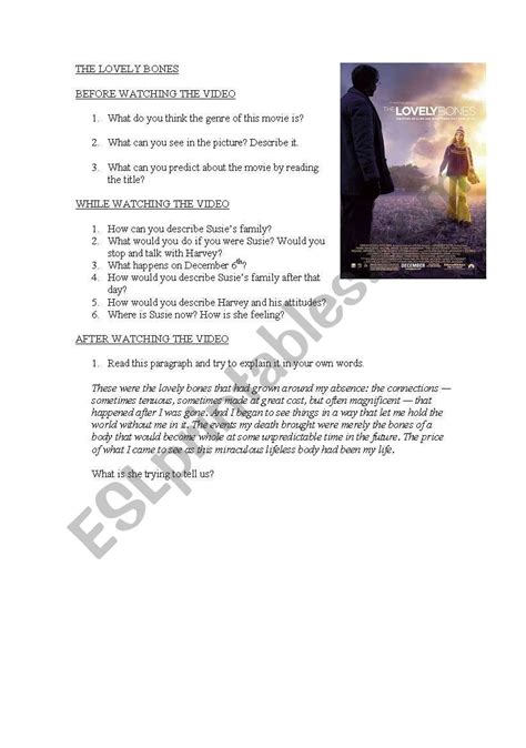 The lovely bones movie - ESL worksheet by juliarezzu