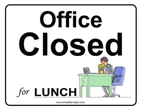 Closed For Lunch Sign Printable - Printable Word Searches