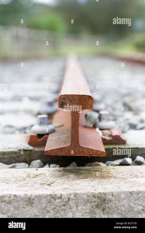 Railway Track Rail Cross Section End On view at the Welsh Highland ...