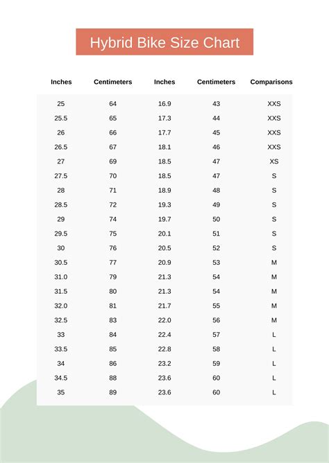 bike size chart for women Hybrid bike size chart