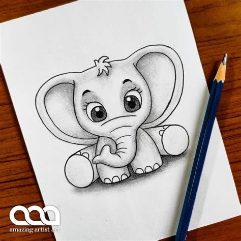 Cute Baby Elephant Drawing 😍 | How To Draw Elephant | Elephant Baby ...